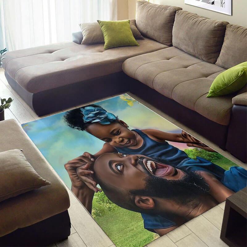 Trendy African Cute Inspired King Men Dad And Daughter Large Themed Home Rug 3 Trendy African Cute Inspired King Men Dad And Daughter Large Themed Home Rug