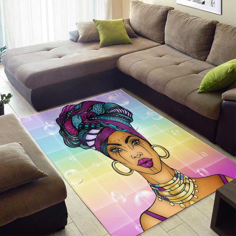 Trendy African Cute Inspired Melanin Afro Woman Style Area Themed Home Rug 2 Trendy African Cute Inspired Melanin Afro Woman Style Area Themed Home Rug