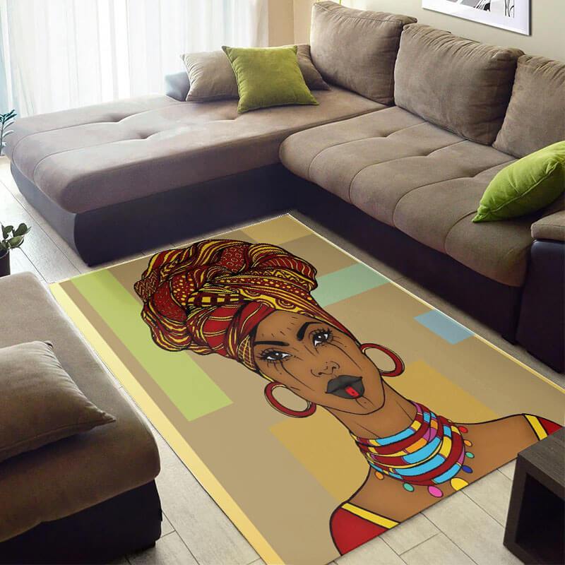 Trendy African Pretty Natural Hair Woman Design Floor Carpet Inspired Home Rug 3 Trendy African Pretty Natural Hair Woman Design Floor Carpet Inspired Home Rug