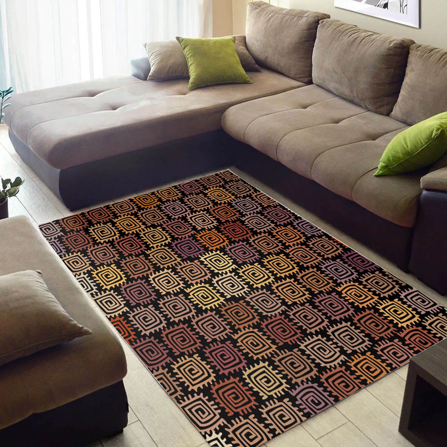 Trendy Africa Spiral Sun Seamless Pattern Home Rug