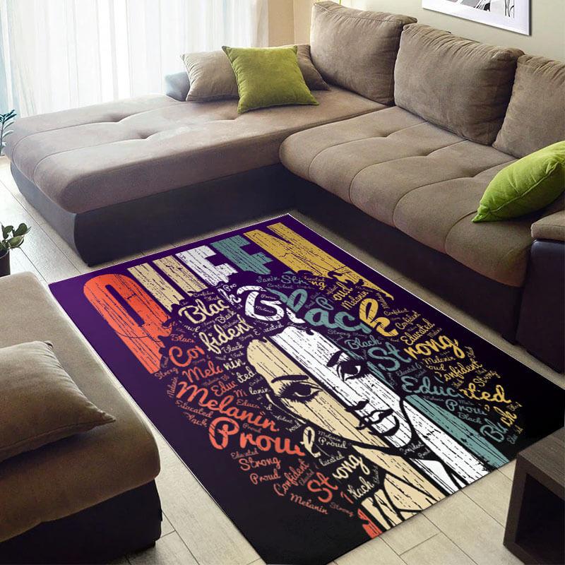 Trendy African Style Fancy Afro American Melanin Girl Queen Themed Living Room Rug 3 Trendy African Style Fancy Afro American Melanin Girl Queen Themed Living Room Rug