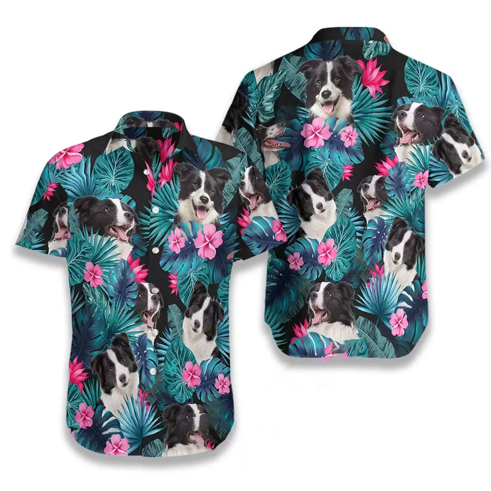 Tropical Border Collie Hawaiian shirts