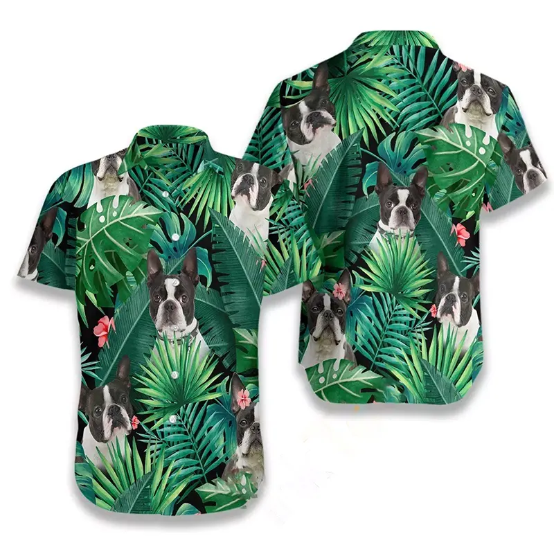 Tropical Boston Terrier Hawaiian shirts