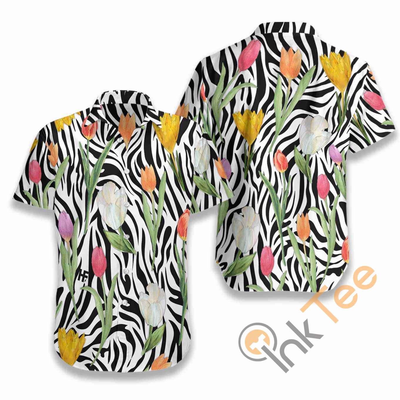 Tulip Zebra Watercolor Painting Art Hawaiian shirts 2 Tulip Zebra Watercolor Painting Art Hawaiian shirts