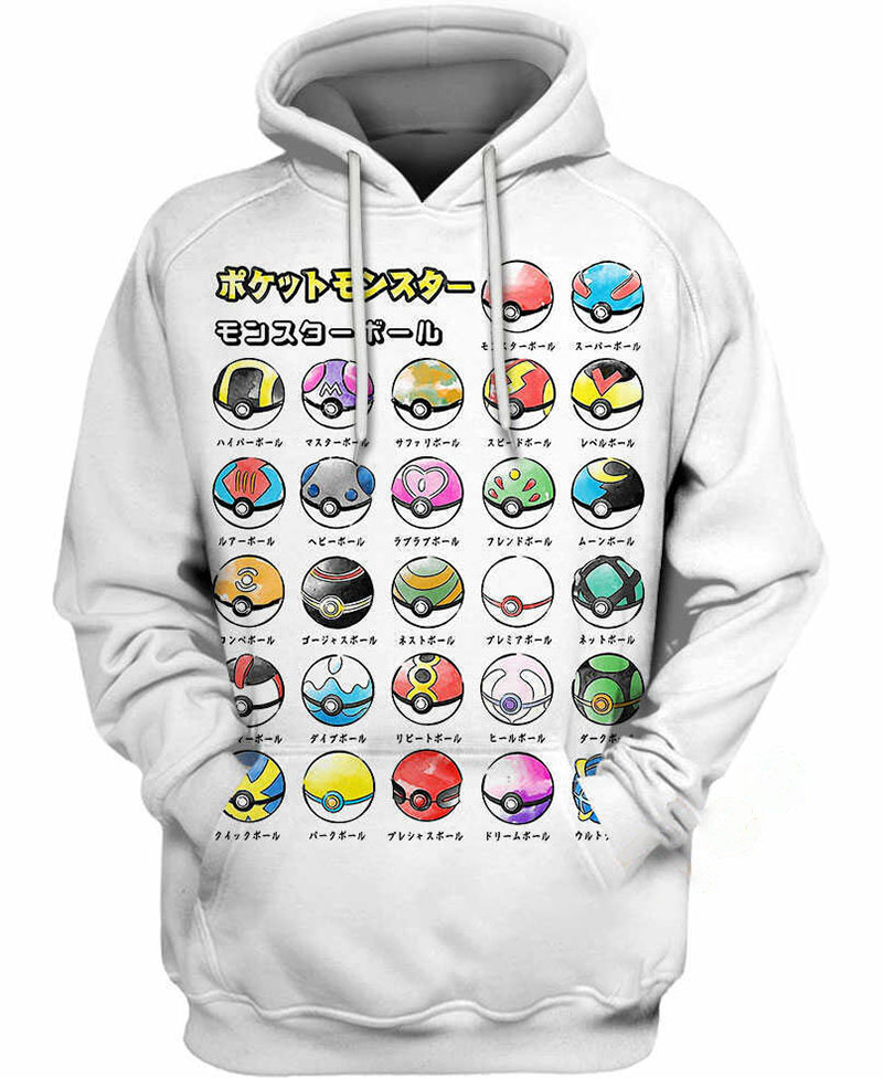 Type Of Pokeballs Hoodie 3D 3 Type Of Pokeballs Hoodie 3D