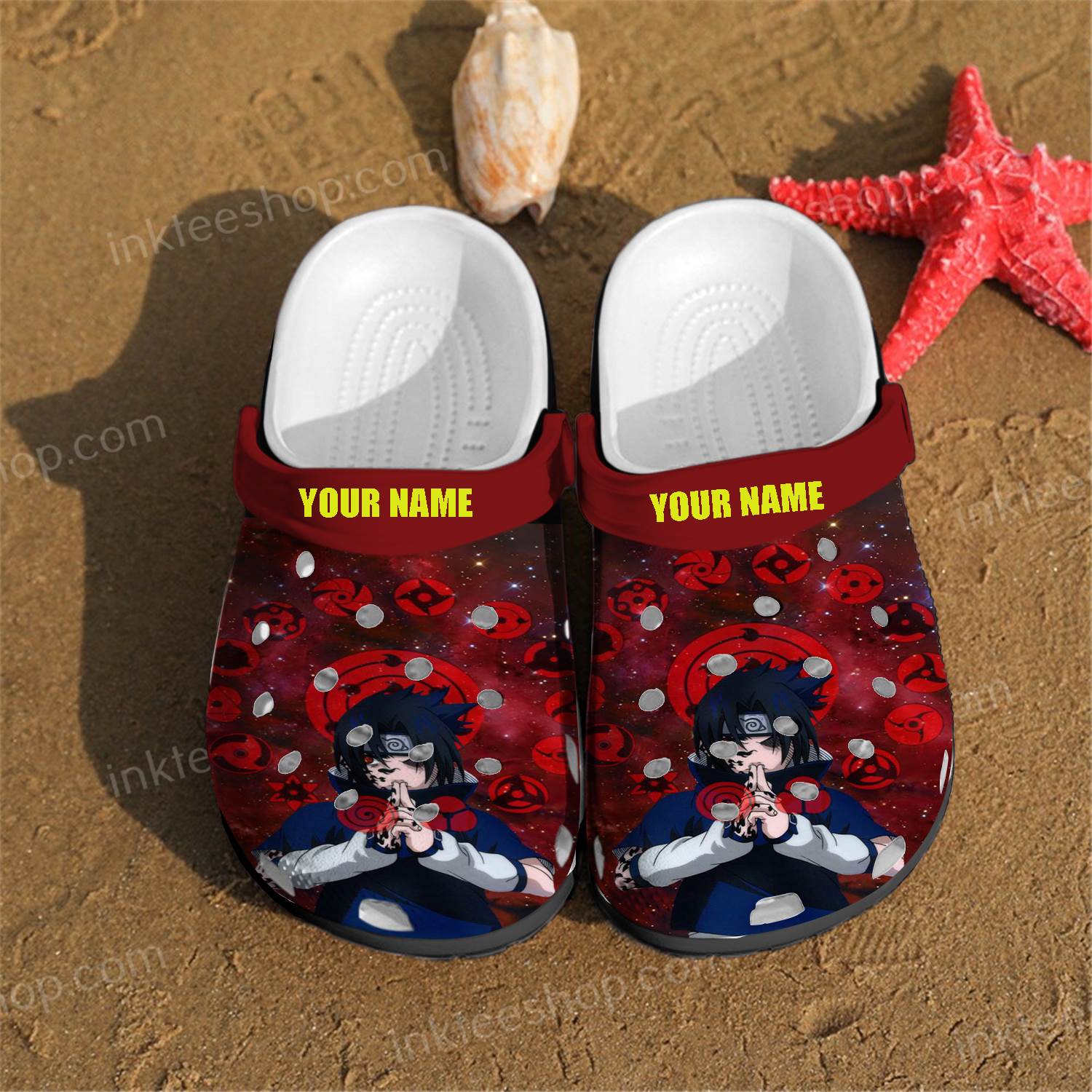 Uchiha Sasuke Anime Personalized Texture Crocs Clog Shoes