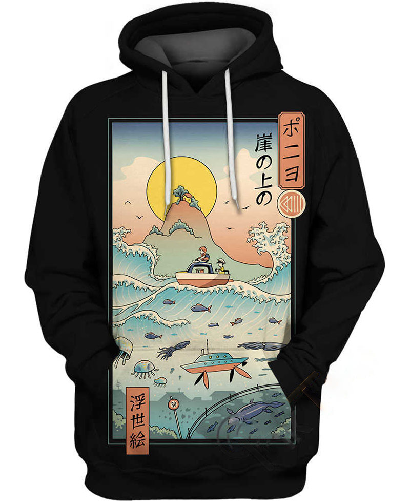 Ukiyo E By The Sea Hoodie 3D 1 Ukiyo E By The Sea Hoodie 3D