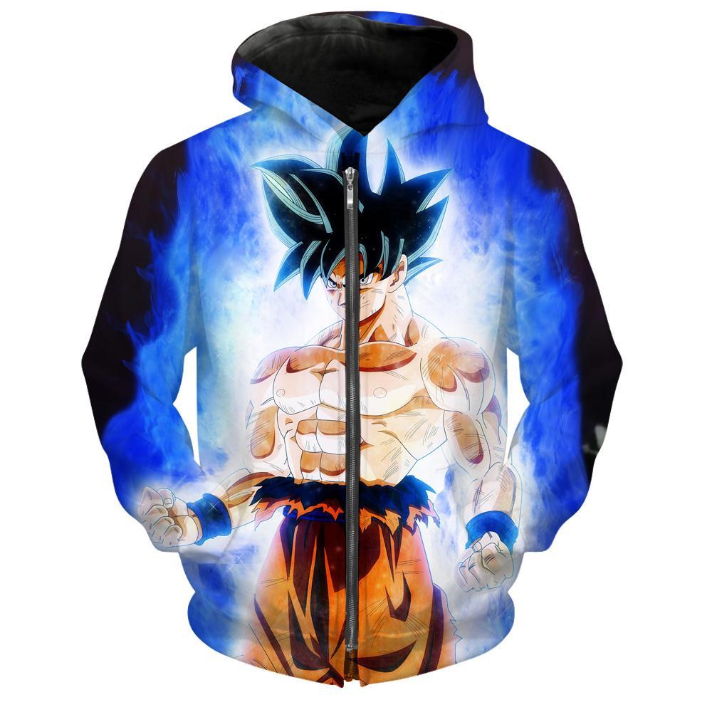 Ultra Instinct Goku Zip Up Dragon Ball Supers Hoodie 3D