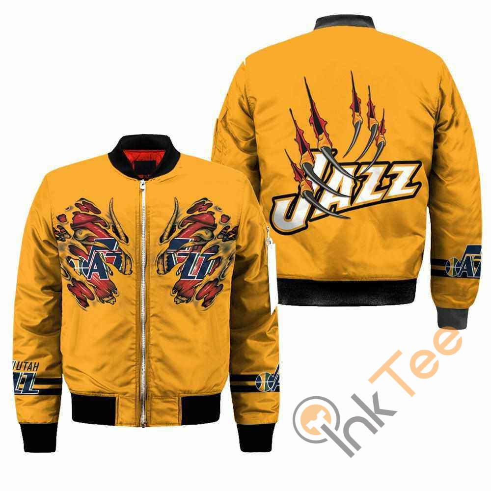 3D Utah Jazz NBA Claws Apparel Best Christmas Gift For Fans Bomber Jacket