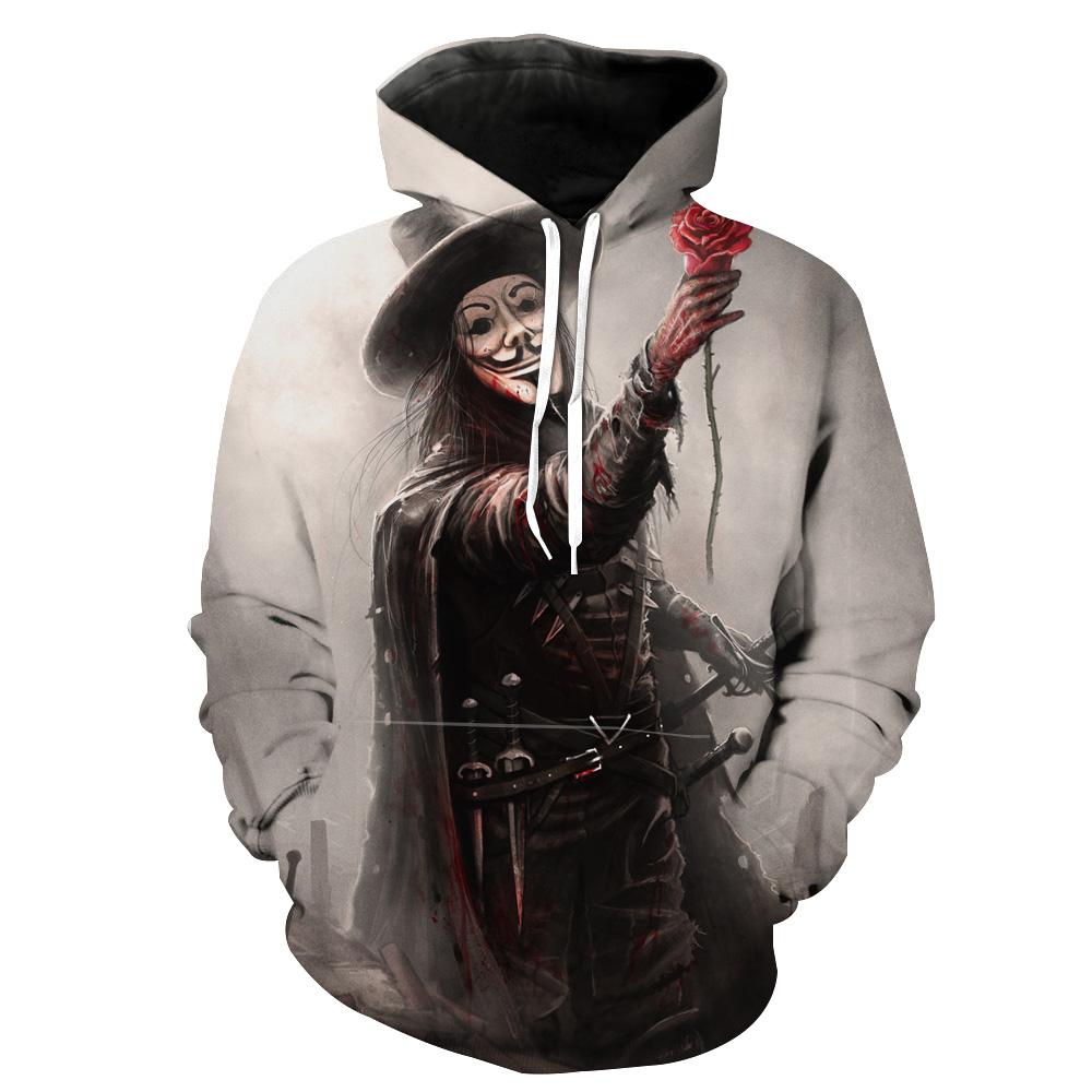 V For Vendetta V Rose Hoodie 3D