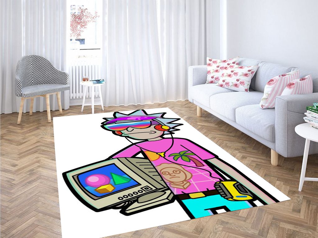Vaporwave Rick Living Room Modern Carpet Rug