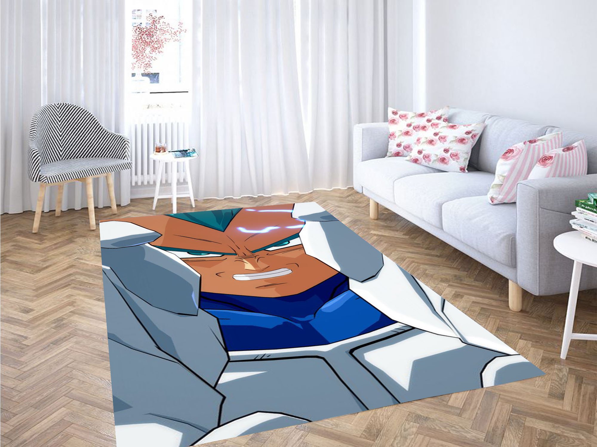 Vegeta Blue Saiyan Face Carpet Rug 4 Vegeta Blue Saiyan Face Carpet Rug