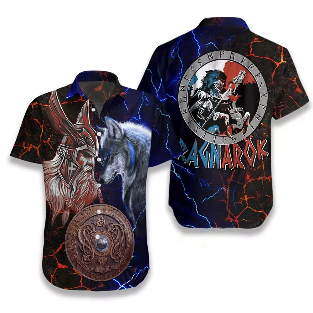 Viking Odin And Fenrir Battle Hawaiian shirts