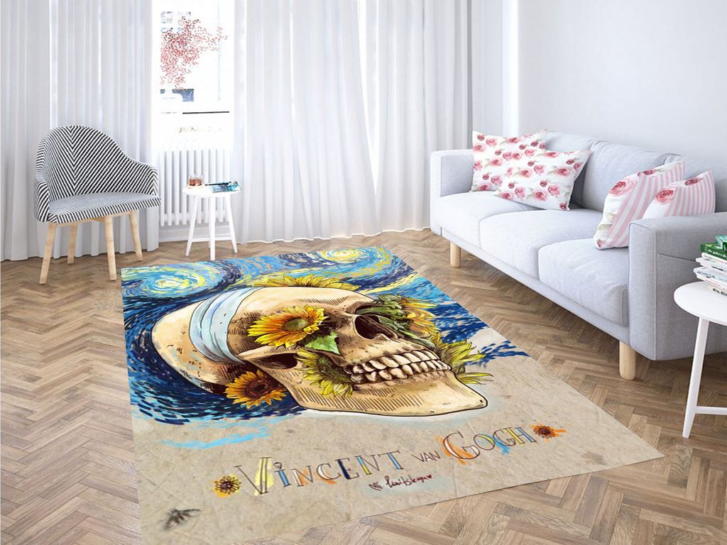 Vincent Van Gogh Skulls Living Room Modern Carpet Rug