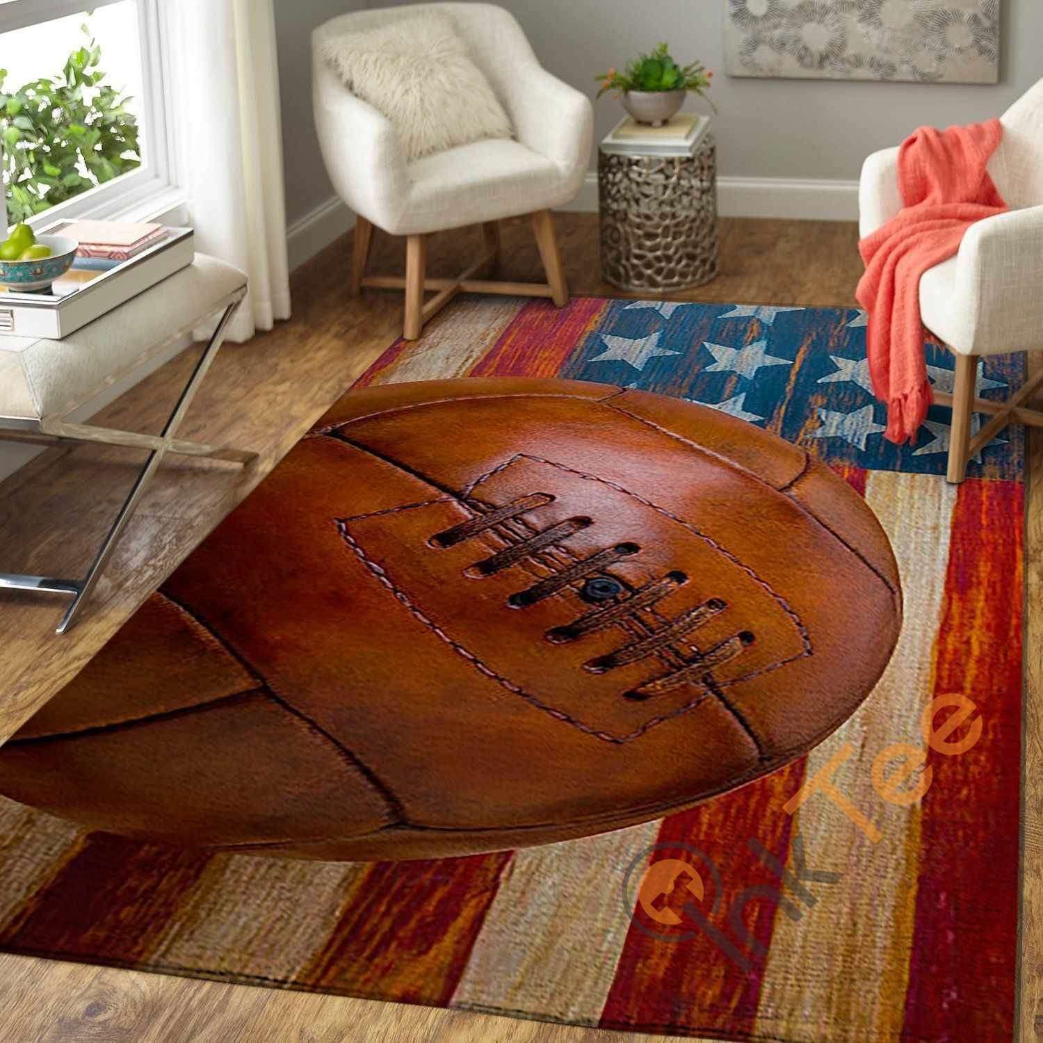 Vintage Soccer On American Flag Area Rug 1 Vintage Soccer On American Flag Area Rug