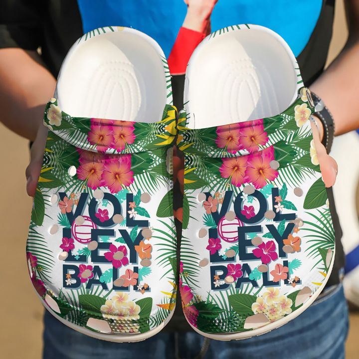 Volleyball Floral Crocs Clog Shoes