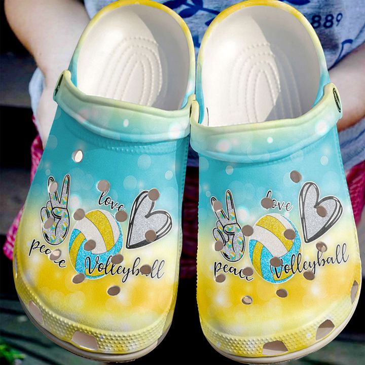 Volleyball Love Peace Crocs Clog Shoes