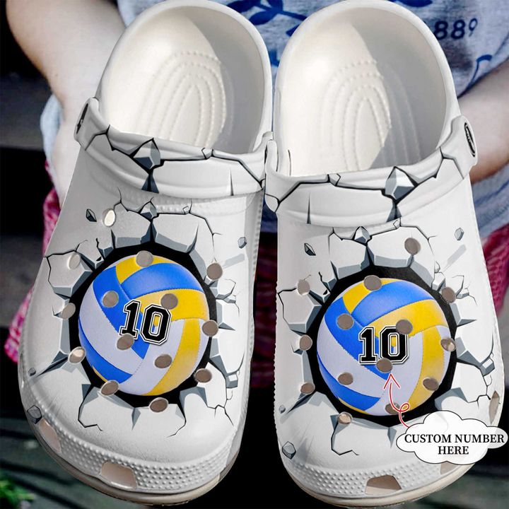 Volleyball Personalized Broken Wall Crocs Clog Shoes