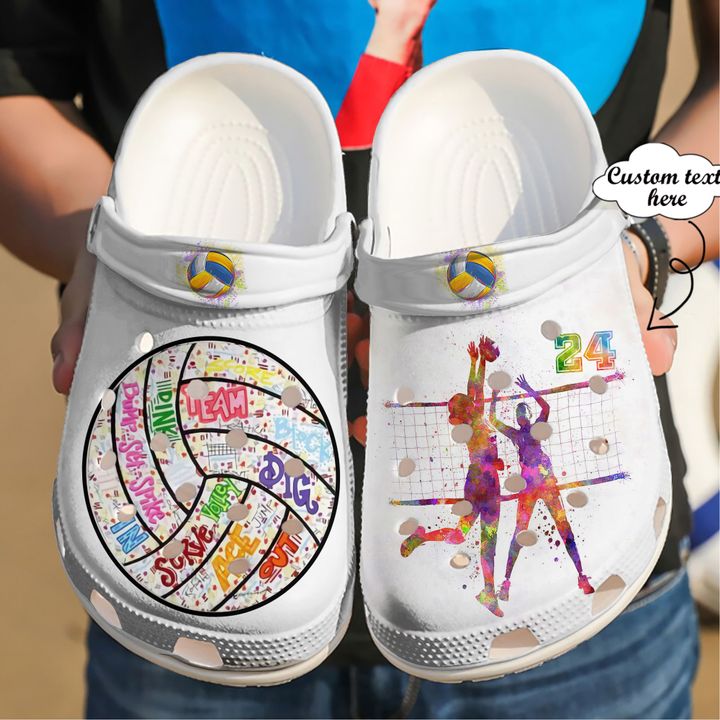Volleyball Personalized Colourful Girl Crocs Clog Shoes