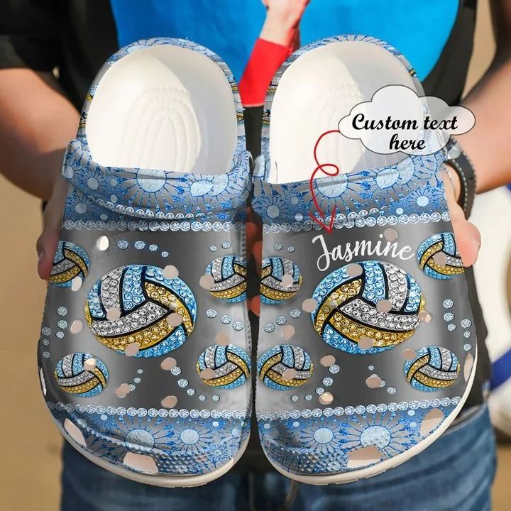 Volleyball Personalized Diamond Crocs Clog Shoes