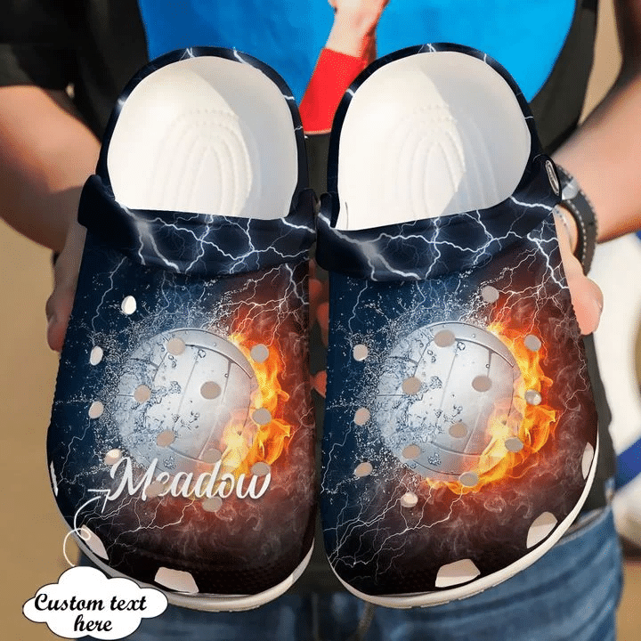 Volleyball Personalized Fire Crocs Clog Shoes