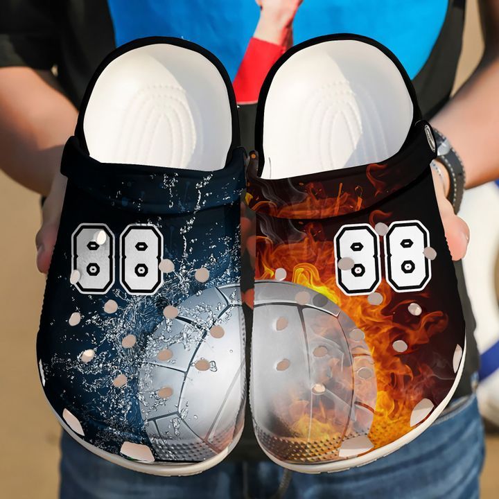 Volleyball Personalized Fire Water Crocs Clog Shoes