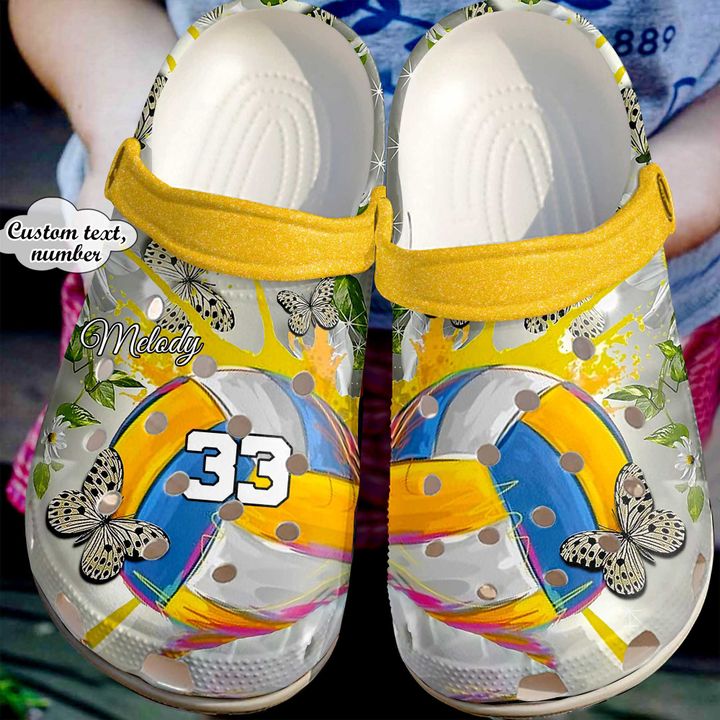 Volleyball Personalized Floral Crocs Clog Shoes