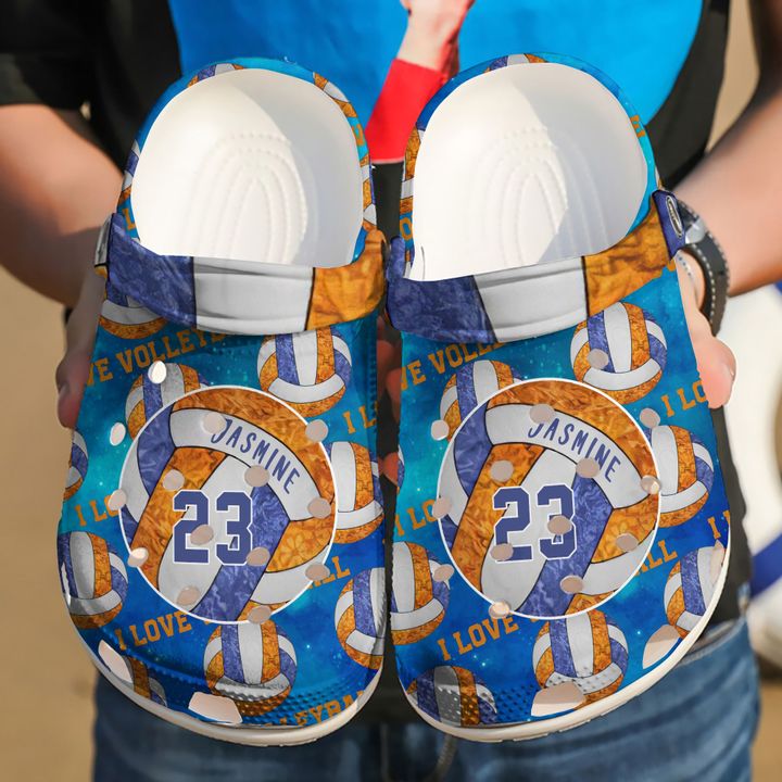 Volleyball Personalized I Love Crocs Clog Shoes