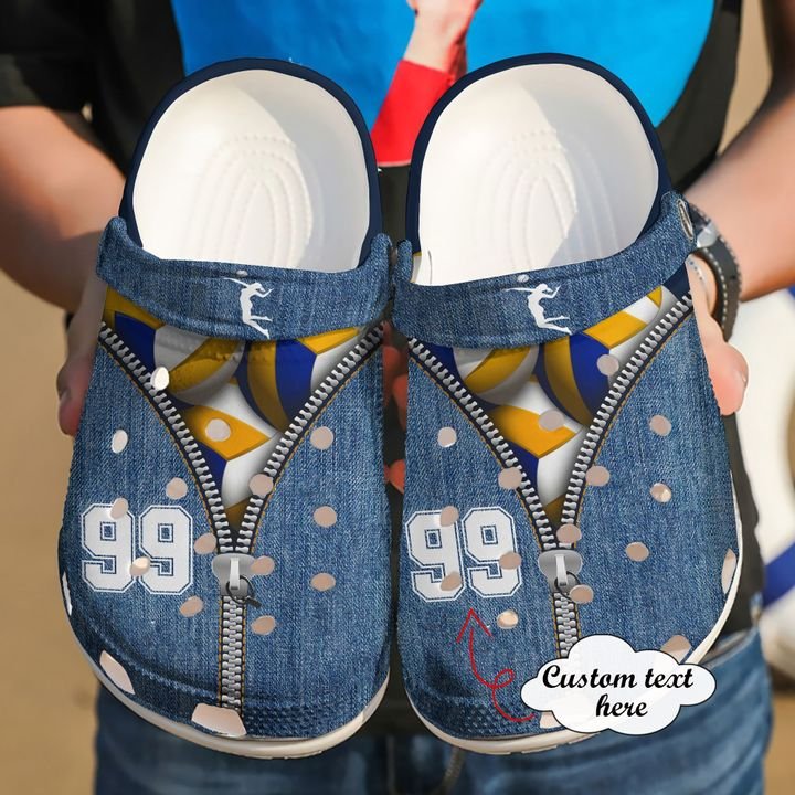 Volleyball Personalized Jean Crocs Clog Shoes