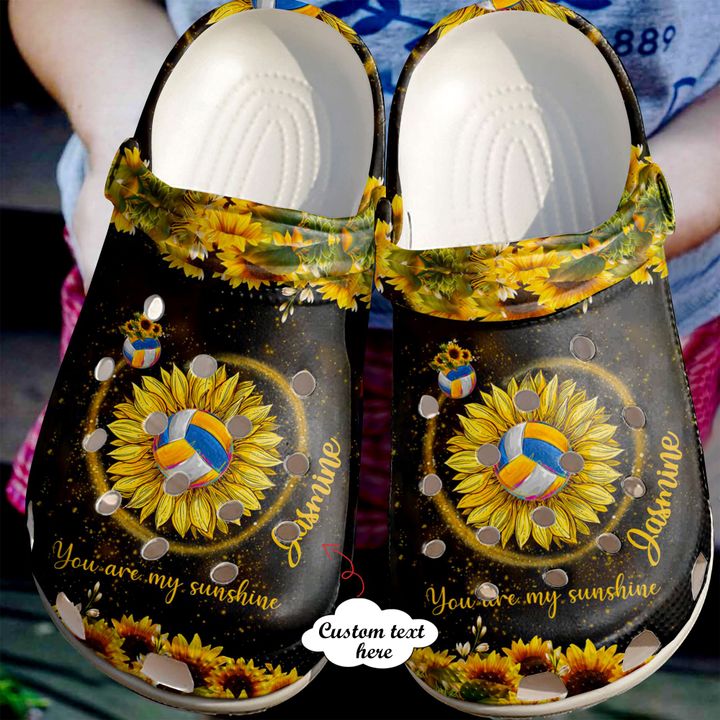 Volleyball Personalized Shining Sunflower Crocs Clog Shoes