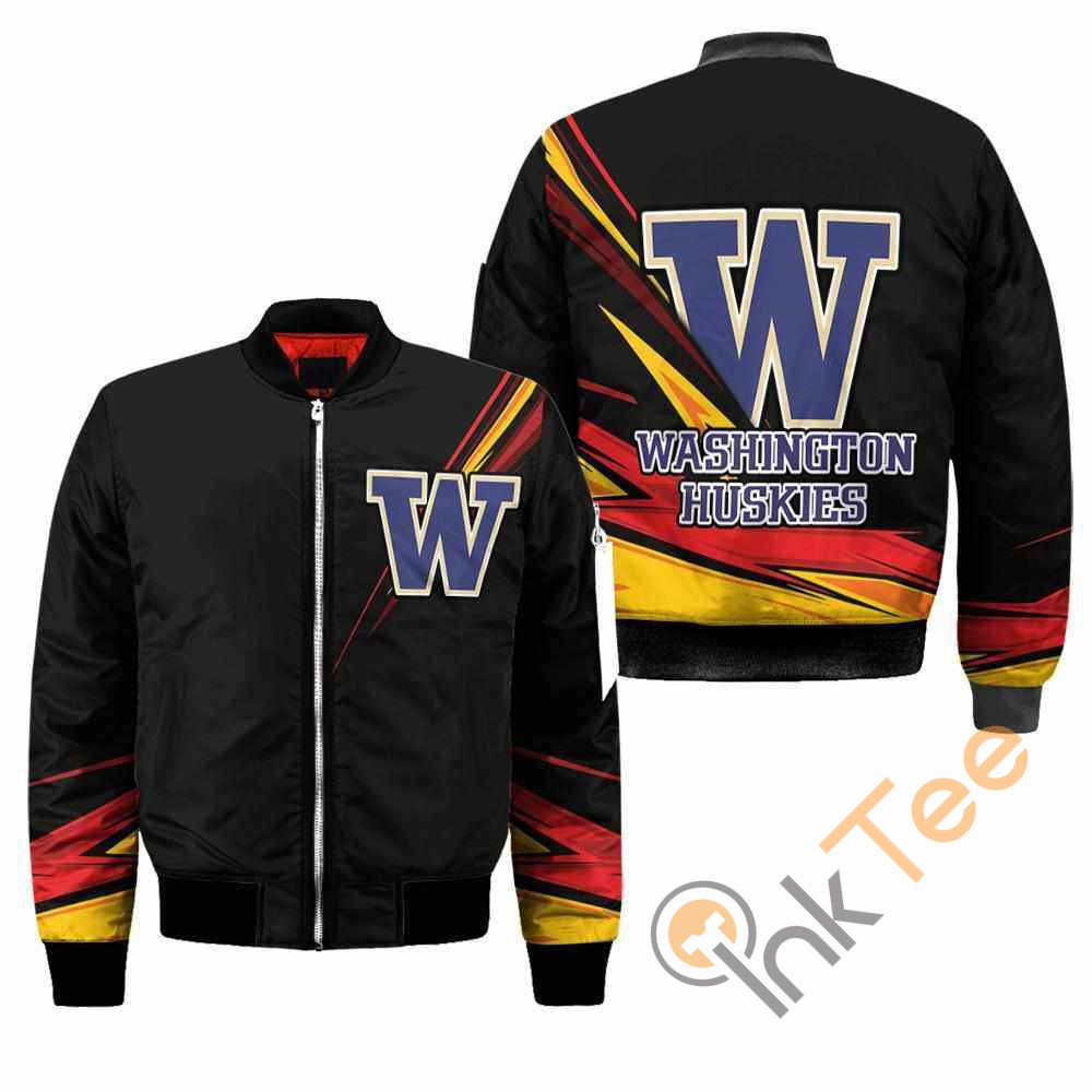Washington Huskies NCAA Black Apparel Best Christmas Gift For Fans Bomber Jacket