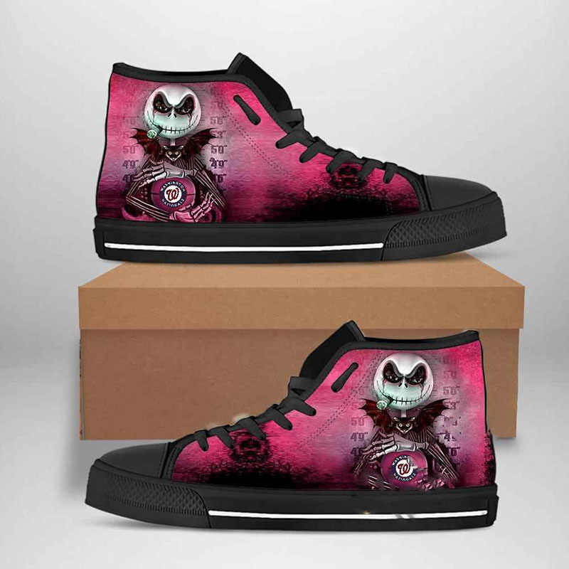 Washington Nationals Mlb Baseball Jack Skellington High Top Shoes