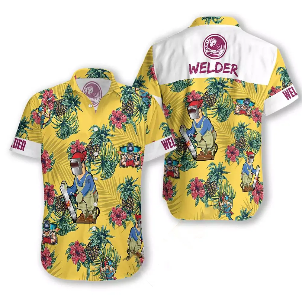Welder Pineapple Seamless Pattern Hawaiian shirts