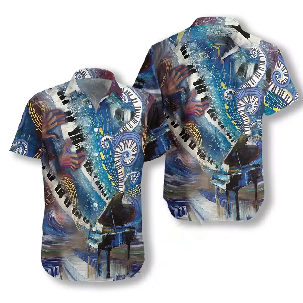 Abstract Hand Playing Piano Hawaiian Shirts