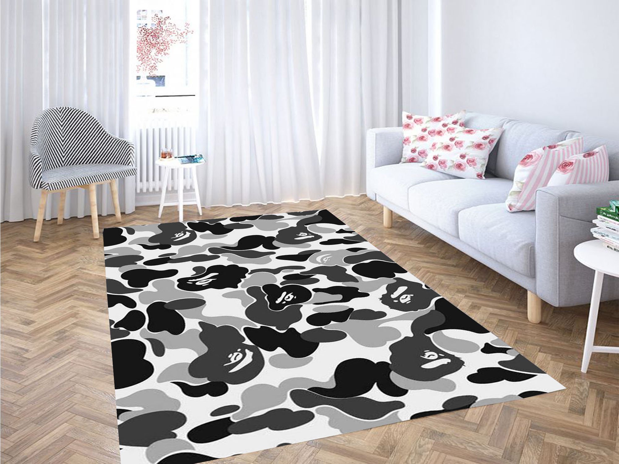 White Bape Camo Background Carpet Rug 2 White Bape Camo Background Carpet Rug