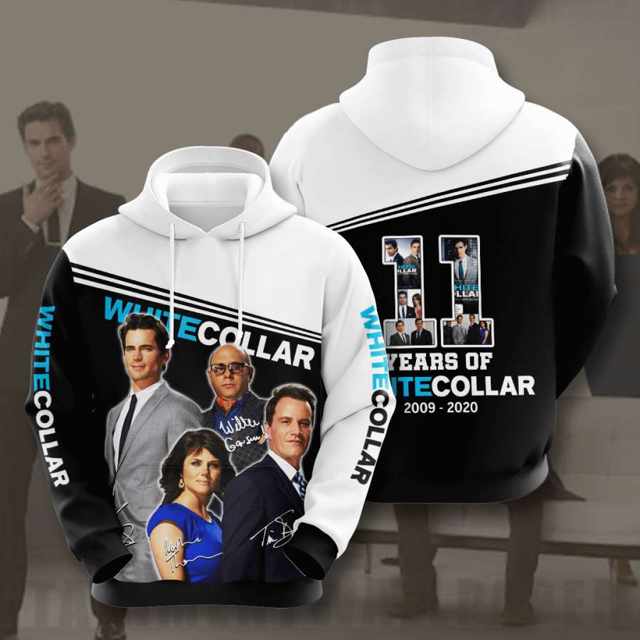 White Collar Custom Hoodie 3D