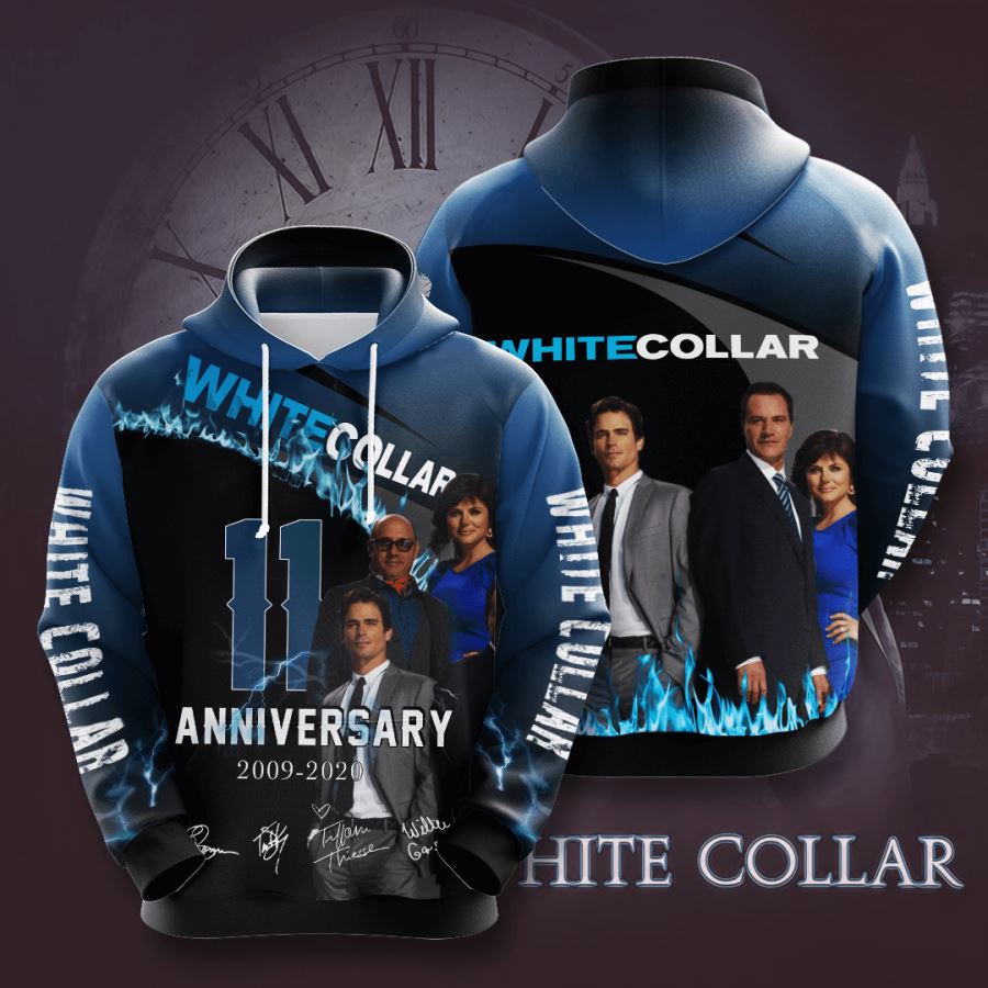 White Collar Custom Hoodie 3D