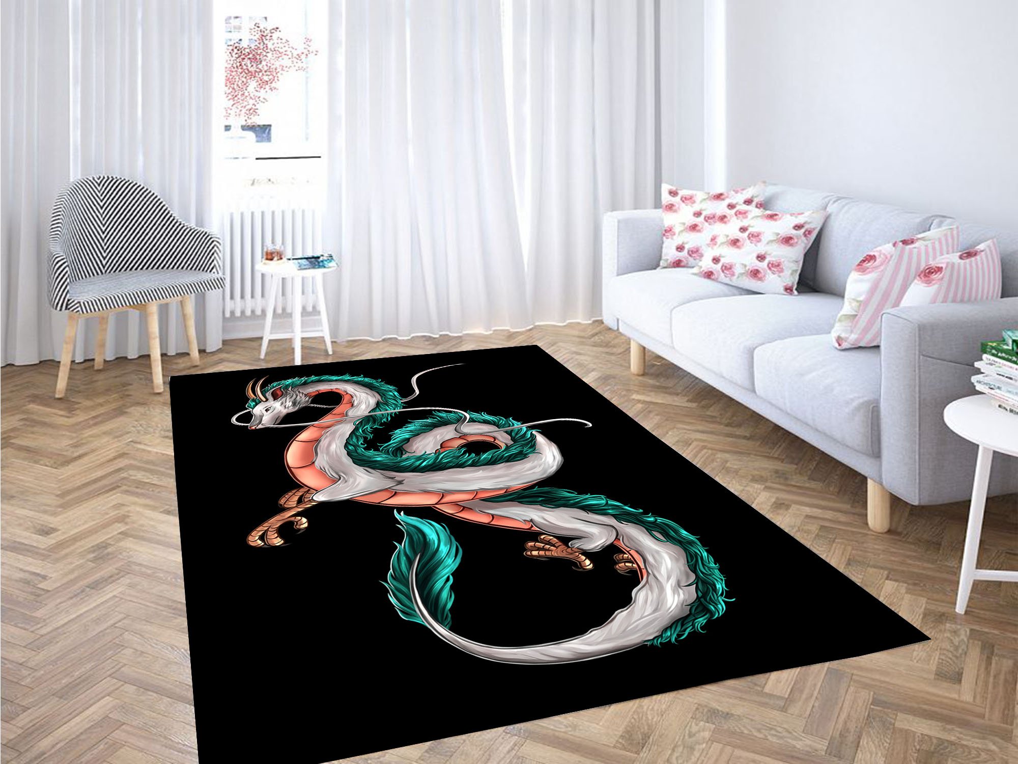 White Dragon Haku Carpet Rug 2 White Dragon Haku Carpet Rug