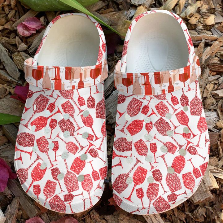 Wine Red Pattern Crocs Clog Shoes