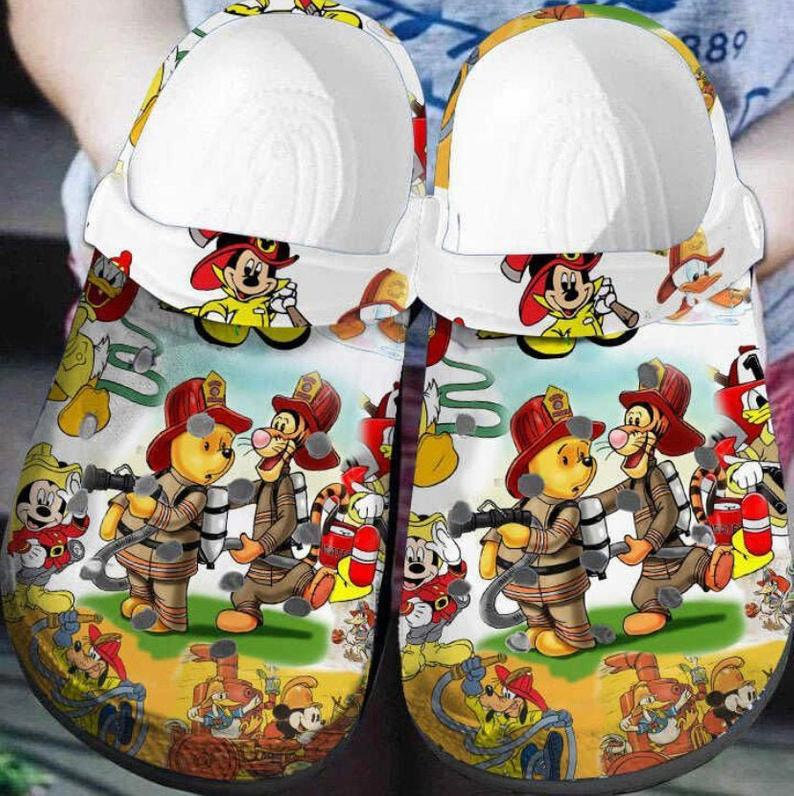 Winnie The Pooh Firefighter Crocs Clog Shoes 1 Winnie The Pooh Firefighter Crocs Clog Shoes