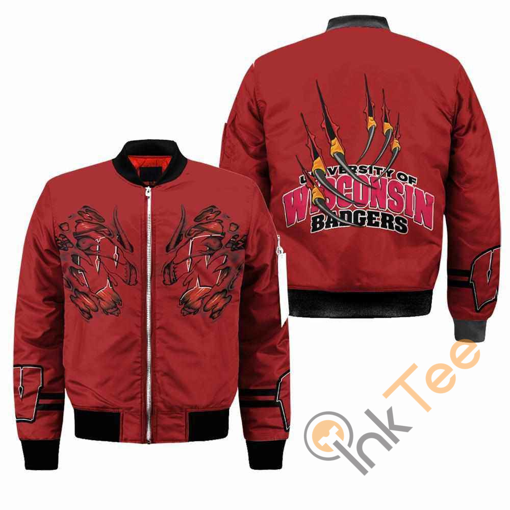 Wisconsin Badgers NCAA Claws Apparel Best Christmas Gift For Fans Bomber Jacket