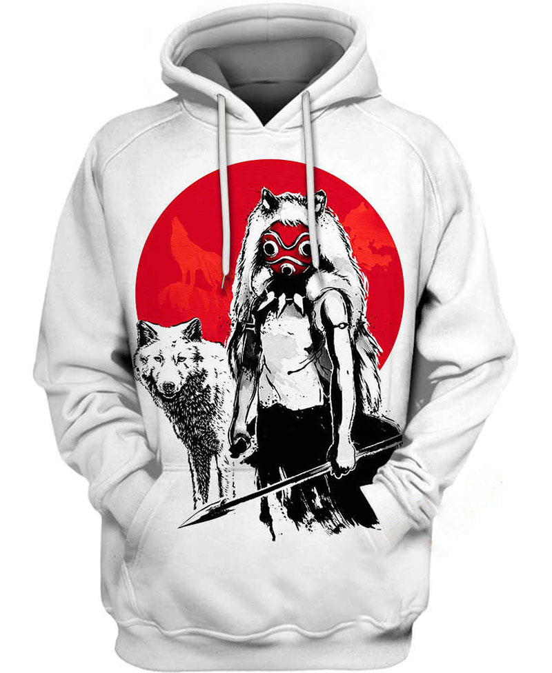 Wolf Girl Sumi-e Hoodie 3D 1 Wolf Girl Sumi-e Hoodie 3D