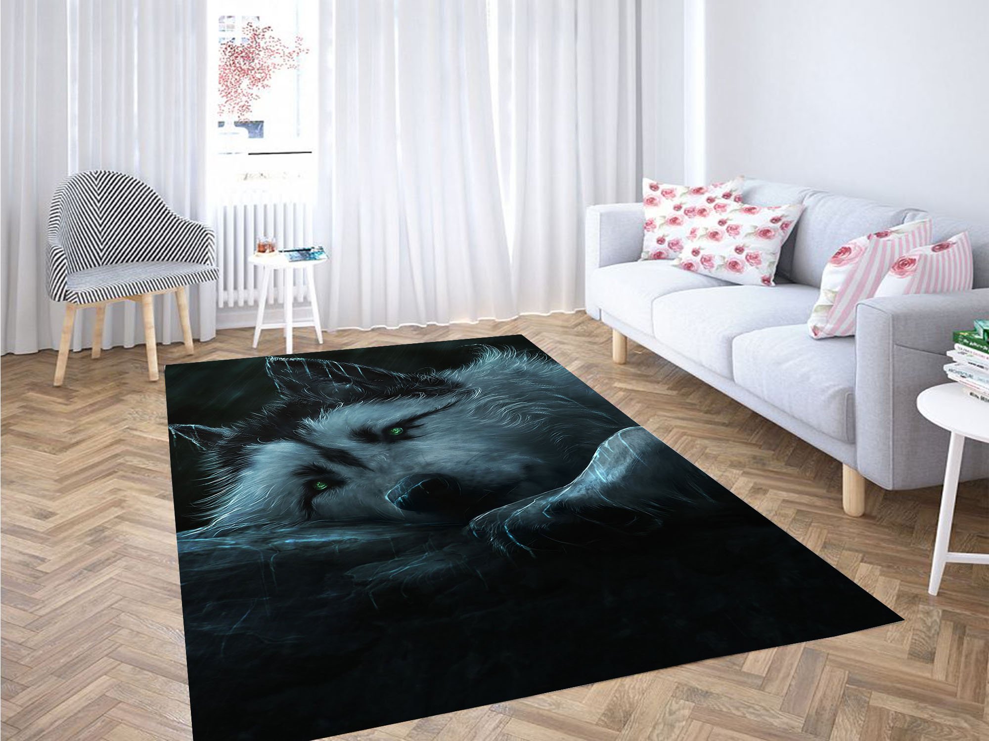 Wolf In The Rain Carpet Rug