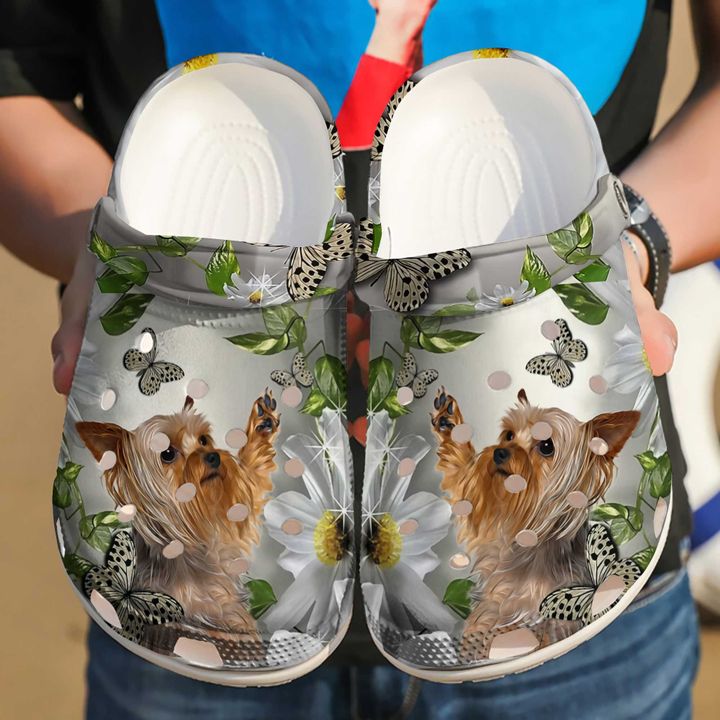 Yorkie And Daisy Crocs Clog Shoes