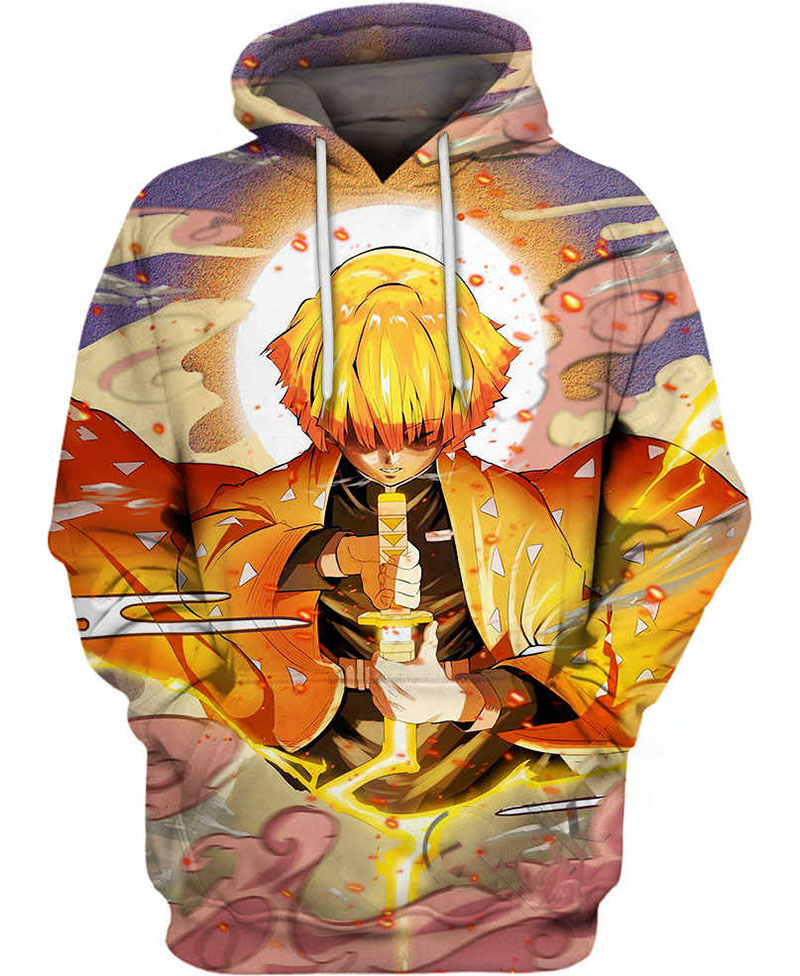 Zenitsu Agatsuma Coward Hoodie 3D